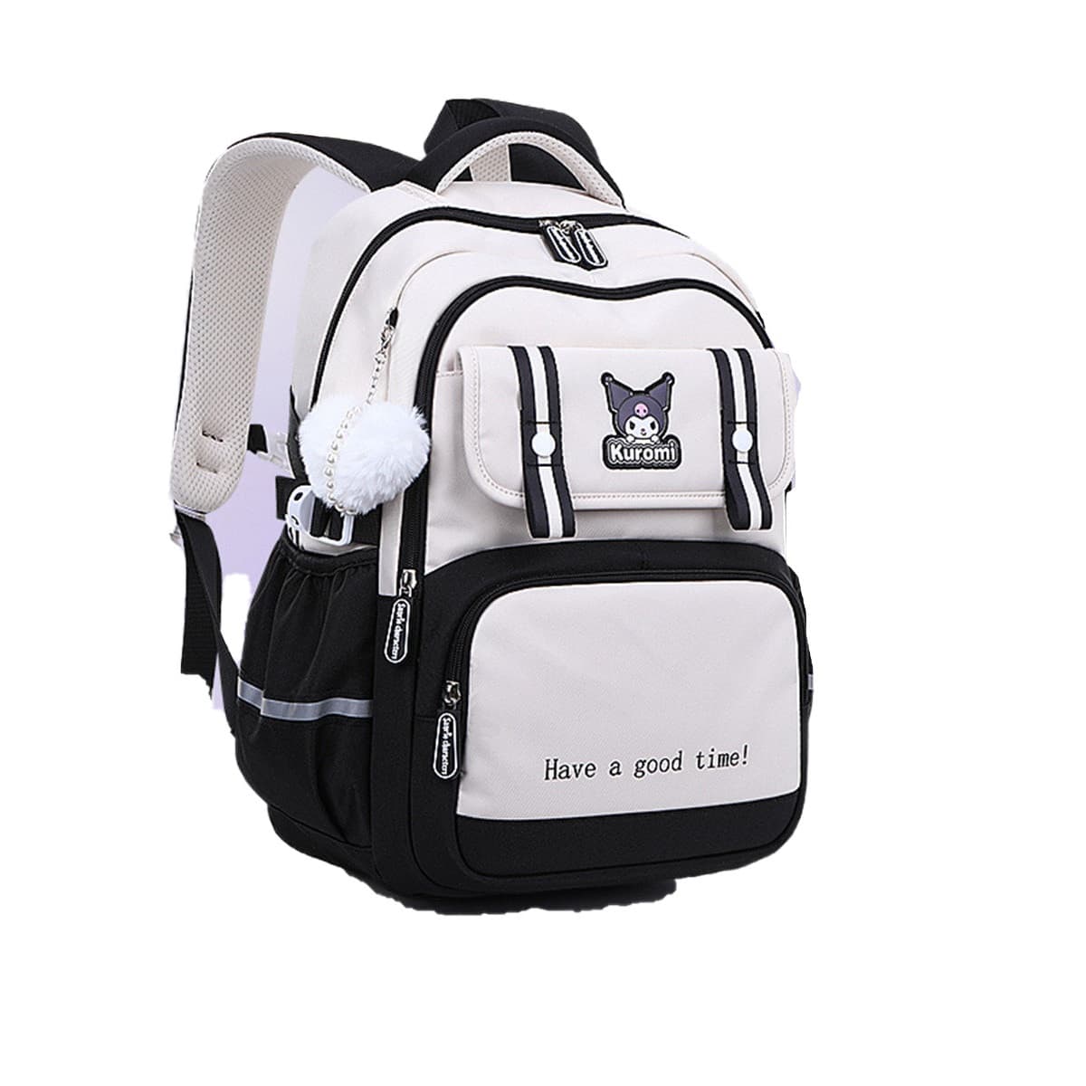 Sanrio Zip Closure Polyester Backpack Purple/Pink/Black/Blue Black Kuromi Small