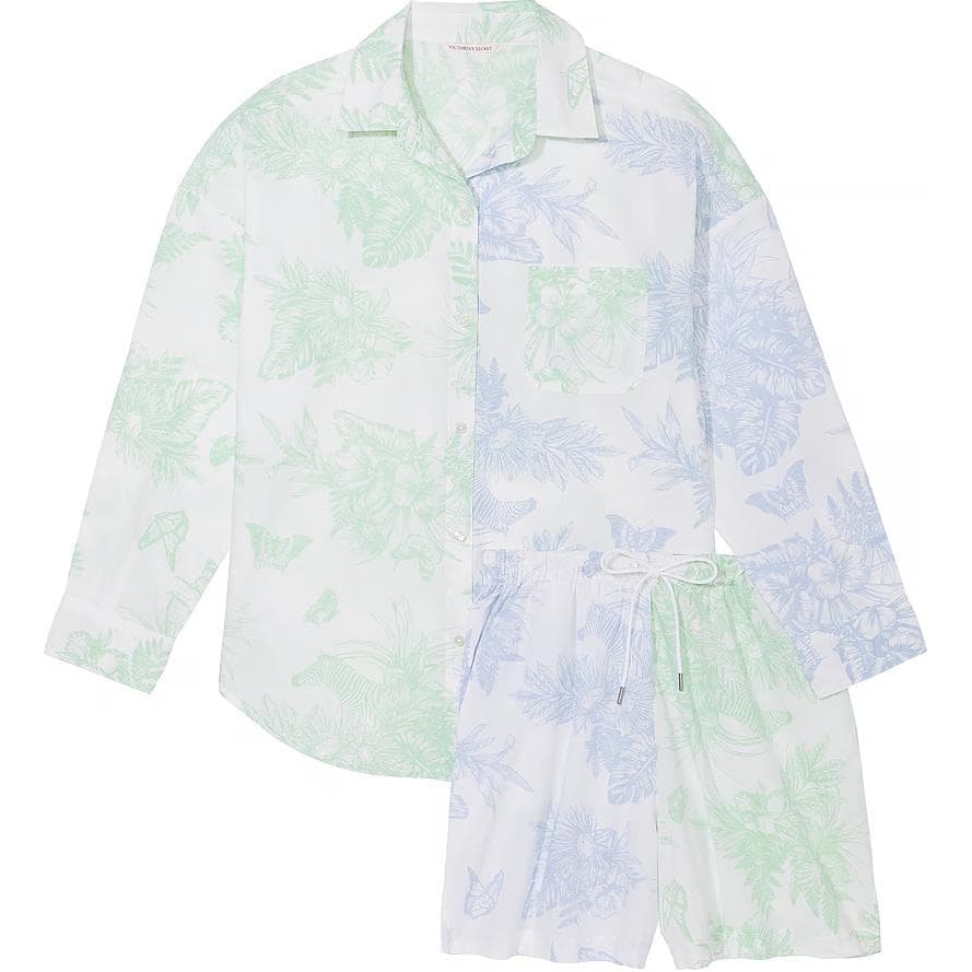 Victoria's Secret Pink Cotton Long Sleeve Shi/GM&BCTT Pajama Set Mint Mint