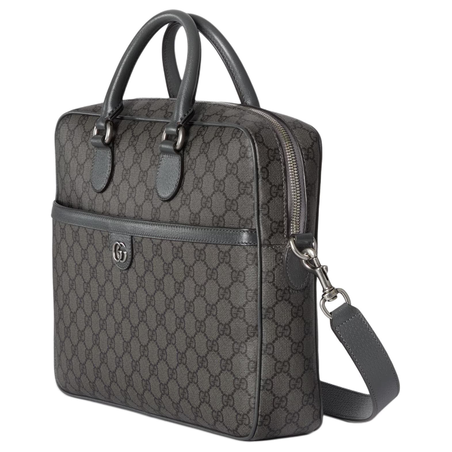 GUCCI Ophidia GG Supreme Canvas Bag Briefcase Medium Dark Gray
