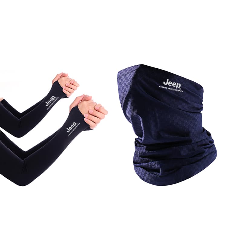 Jeep Polyester Sun Protection Masks Square Navy Blue, Straight Fit (Cooling Arm Sleeves Set)