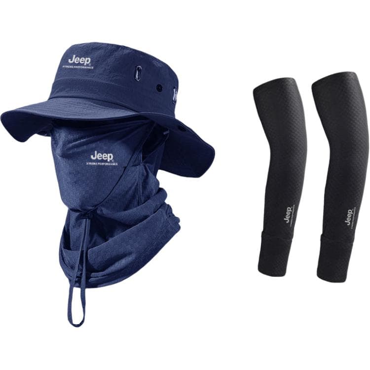 Jeep Polyester Sun Protection Hats Navy Blue ThreePiece Set (Hat+Face Masks+Cooling Arm Sleeves)