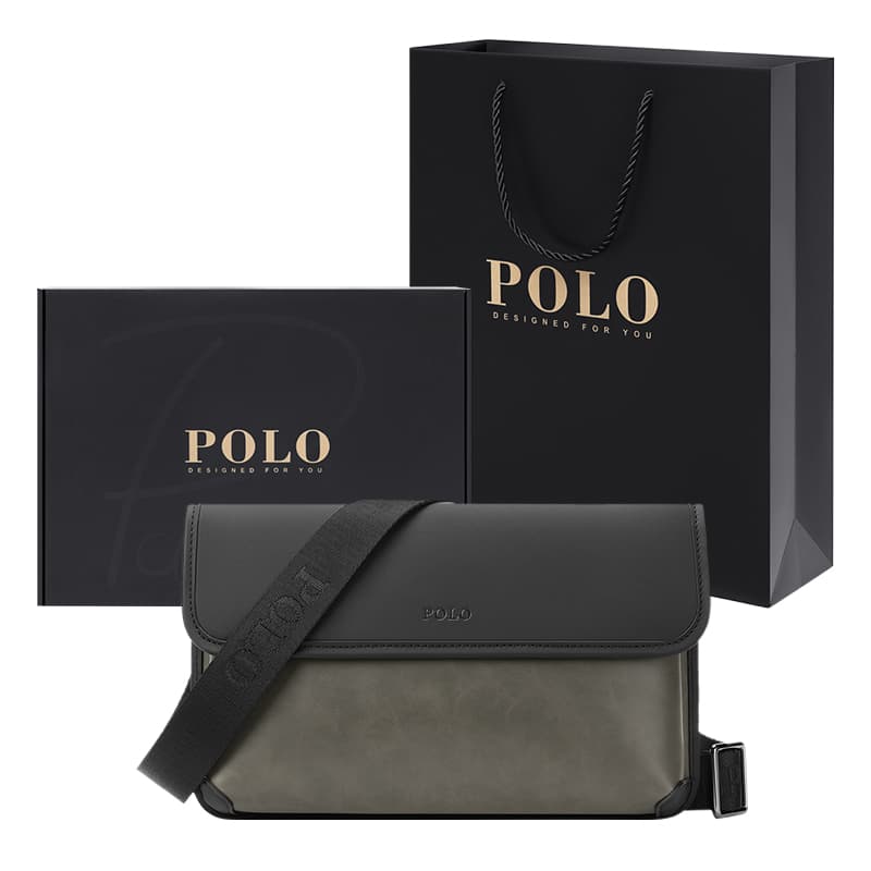 POLO Synthetic Crossbody Bag Shoulder Bag Medium Gray Green Gray Green (Gift Box Set)