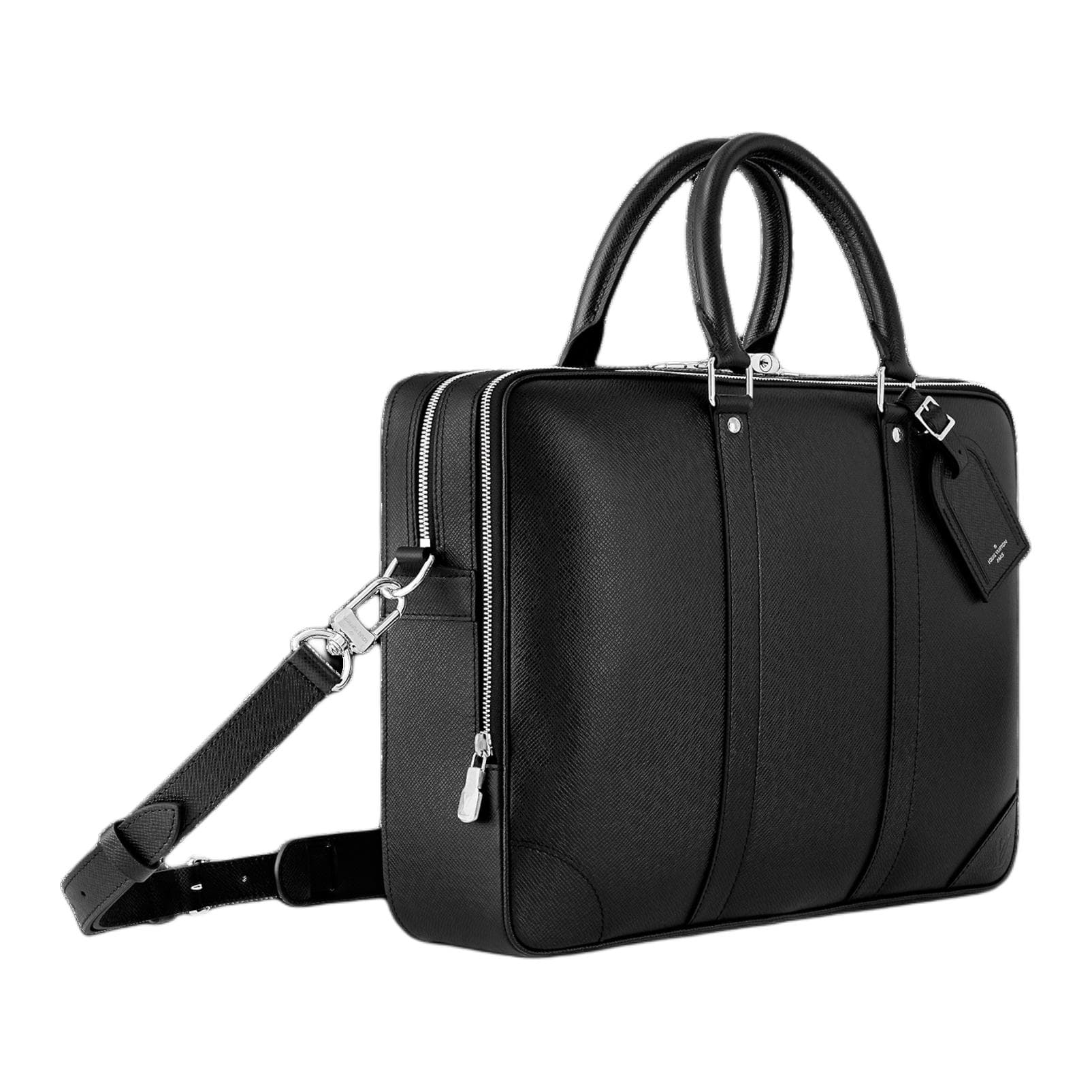 LOUIS VUITTON Cow Portable One Shoulder Crossbody Briefcase Large Black