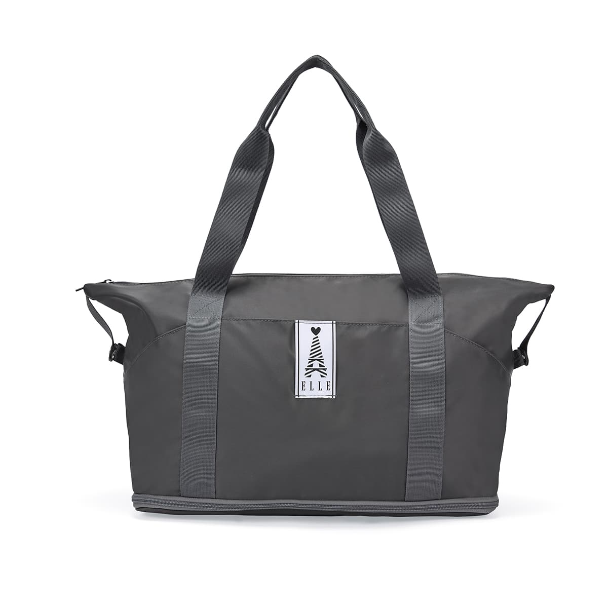 ELLE Nylon Travel Bag Black/Gray/Pink Gray