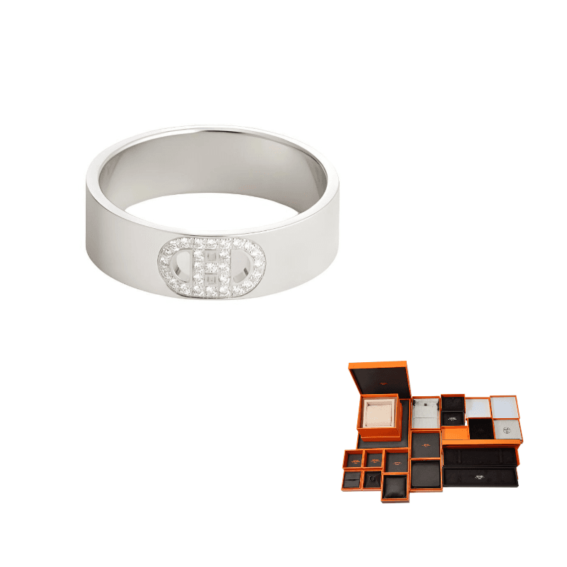 HERMES White Gold Rings Silver Silver