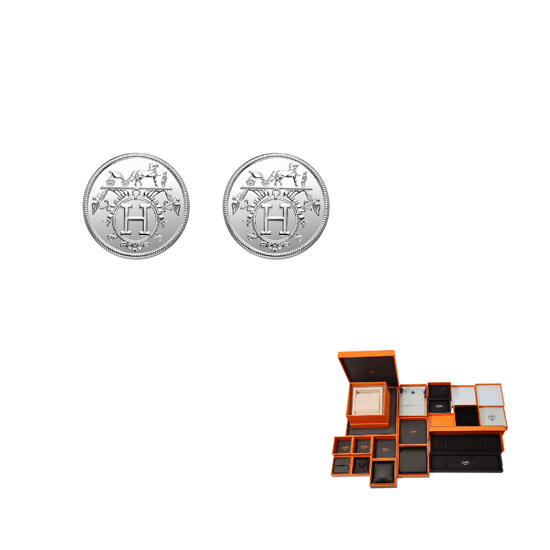 HERMES 925 Sterling Silver Earrings Silver
