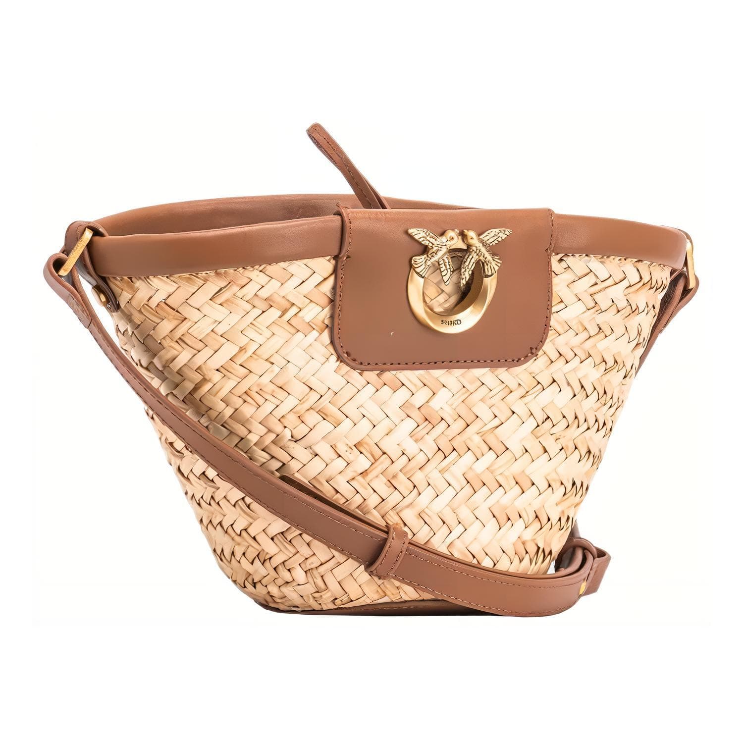 PINKO Cow Bucket Bag Handbag Brown