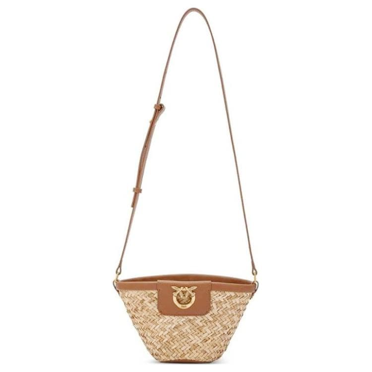 PINKO Cow Bucket Bag Handbag Brown