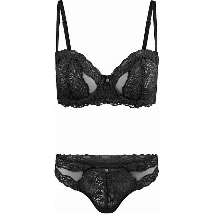 Victoria's Secret Melrose Balconette Bra Panty Set In / Jet Black Set Ink Black Set (Jet Black/Ink Black)
