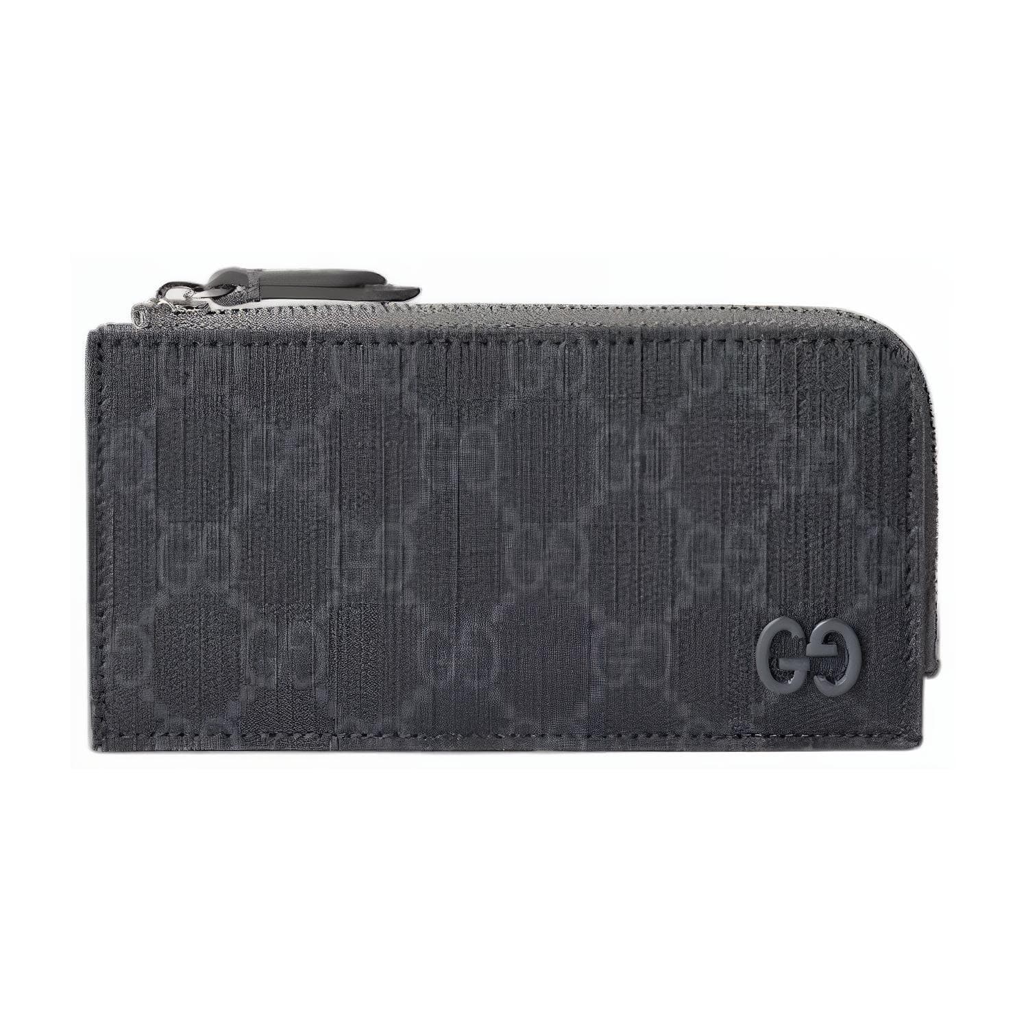 GUCCI Upreme Canvas Card Holder Dark Gray Shopping Bag Set(Basic Set+Shopping Bag)