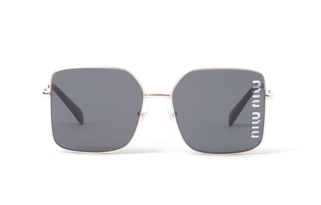 MIU MIU Metal Irregular Shape Sunglasses Silver