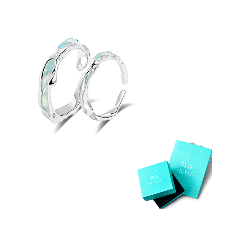 Muyan S999 Fine Silver Ripples Ring Silver Ripple couple rings