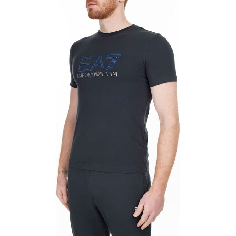 EMPORIO ARMANI T Shirts Night Blue Crew Neck Moderate Straight Fit