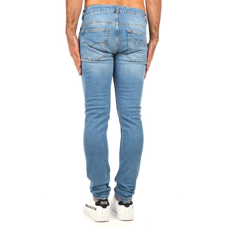 VERSACE JEANS COUTURE Cotton Tapered Jeans Light Blue