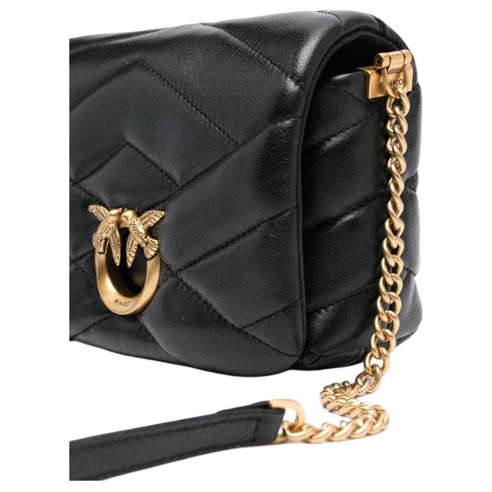 PINKO Click Series Sheepskin Shoulder Bag, Crossbody Bag Black
