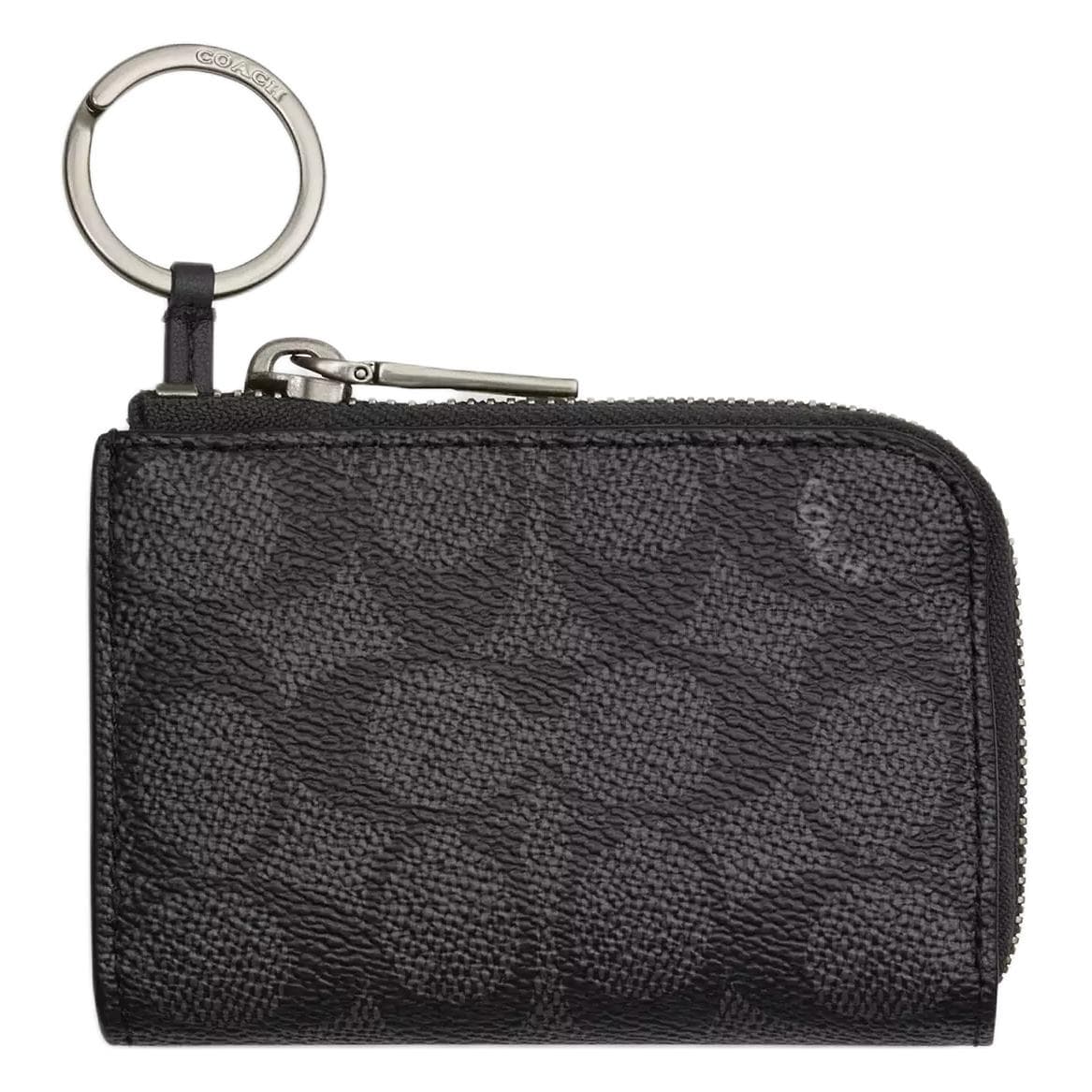 COACH SignatureCanvas Coated Canvas Key Pouch Regular Charcoal Charcoal