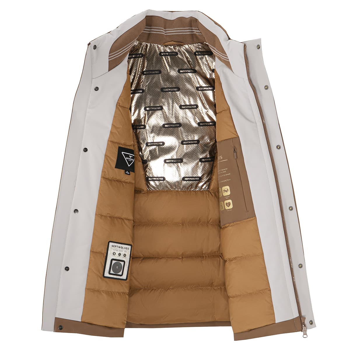 SEPTWOLVES Down Jackets Stand Collar Thin Straight Fit