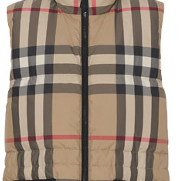 Burberry Down Vests Archive Beige Stand Collar Moderate Nippedin Waist