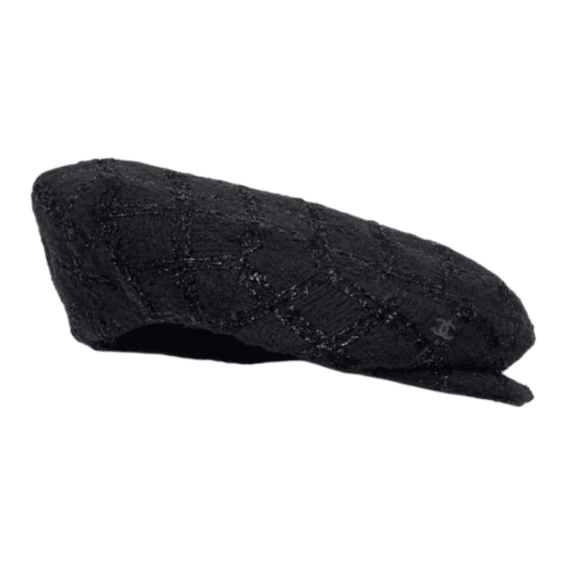 CHANEL Wool, Cotton Berets Black Black