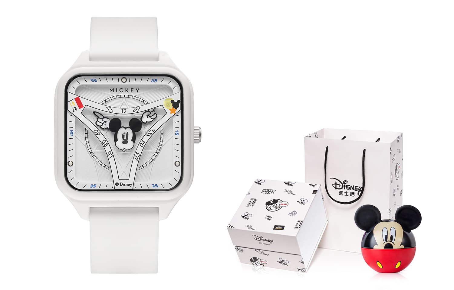 Disney Mickey Series Quartz Movement Silicone Strap Watch White Dial