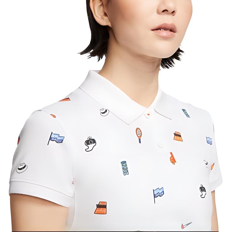 Nike Dri Fit Short Sleeved White/Gemstone Orange Lapel Moderate Short
