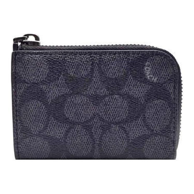 COACH SignatureCanvas Coated Canvas Key Pouch Regular Charcoal