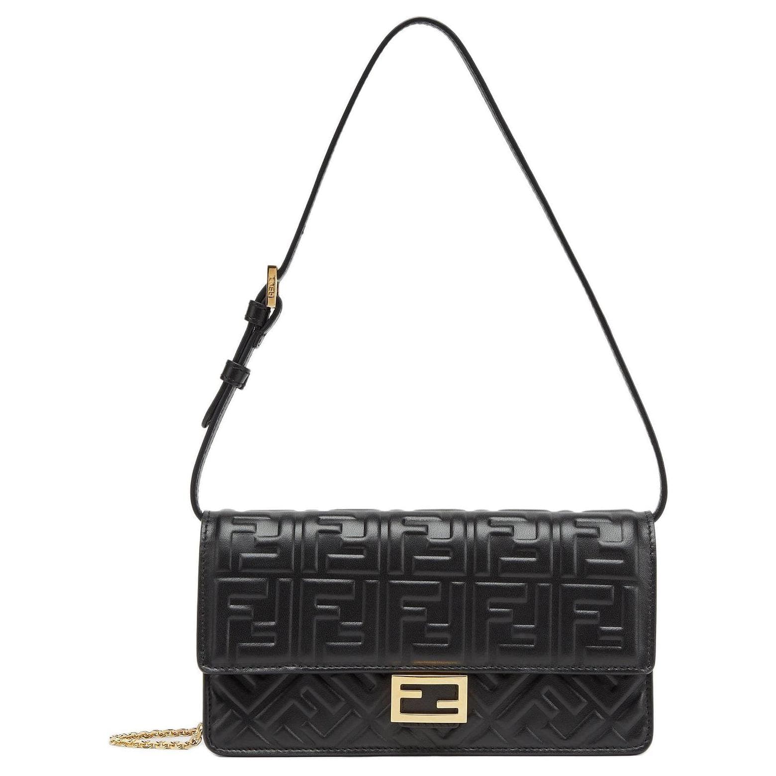 FENDI Baguette Lambskin Crossbody Bag, Shoulder Bag Black Box(Basic Set+Box)