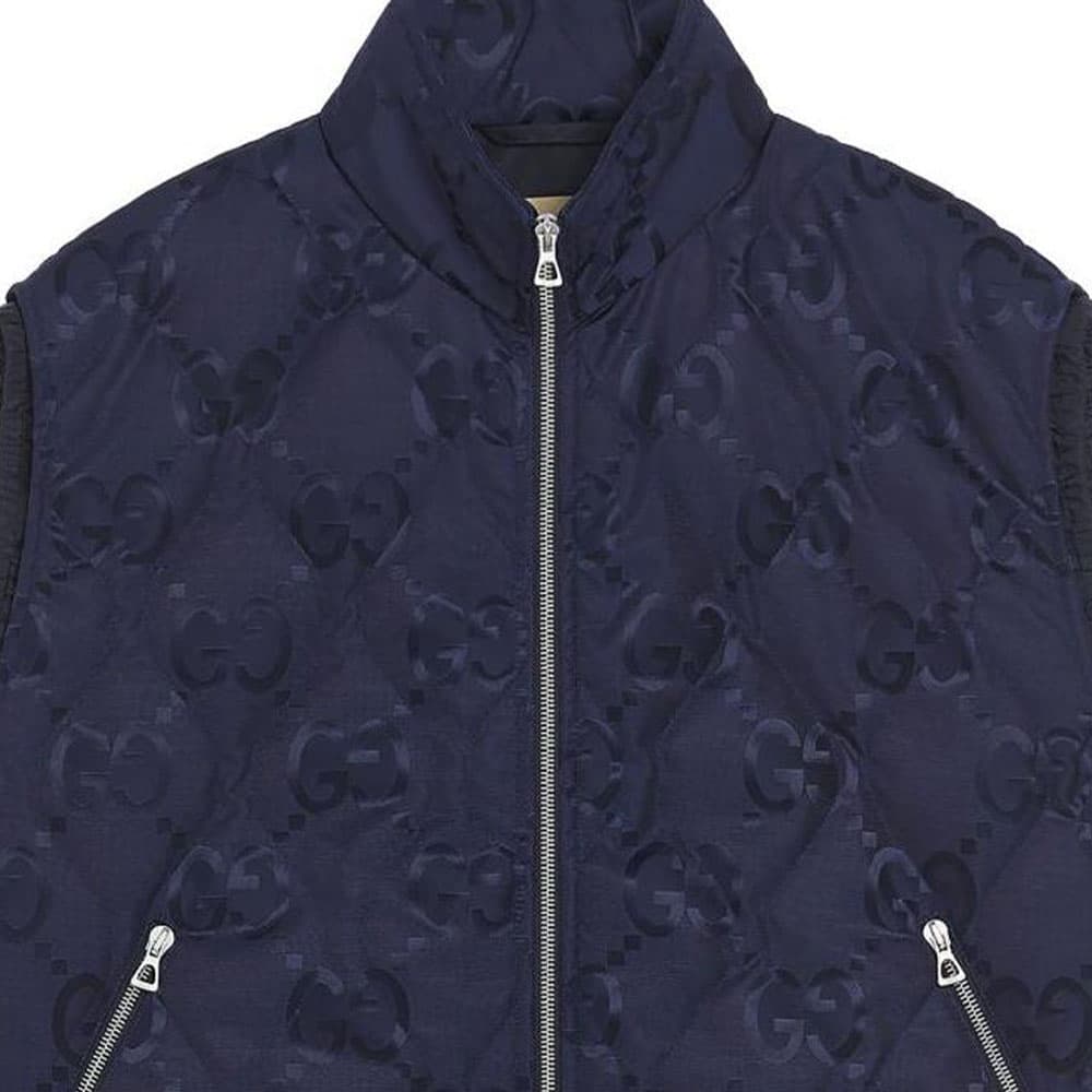 GUCCI Vests Blue Stand Collar Moderate Straight Fit