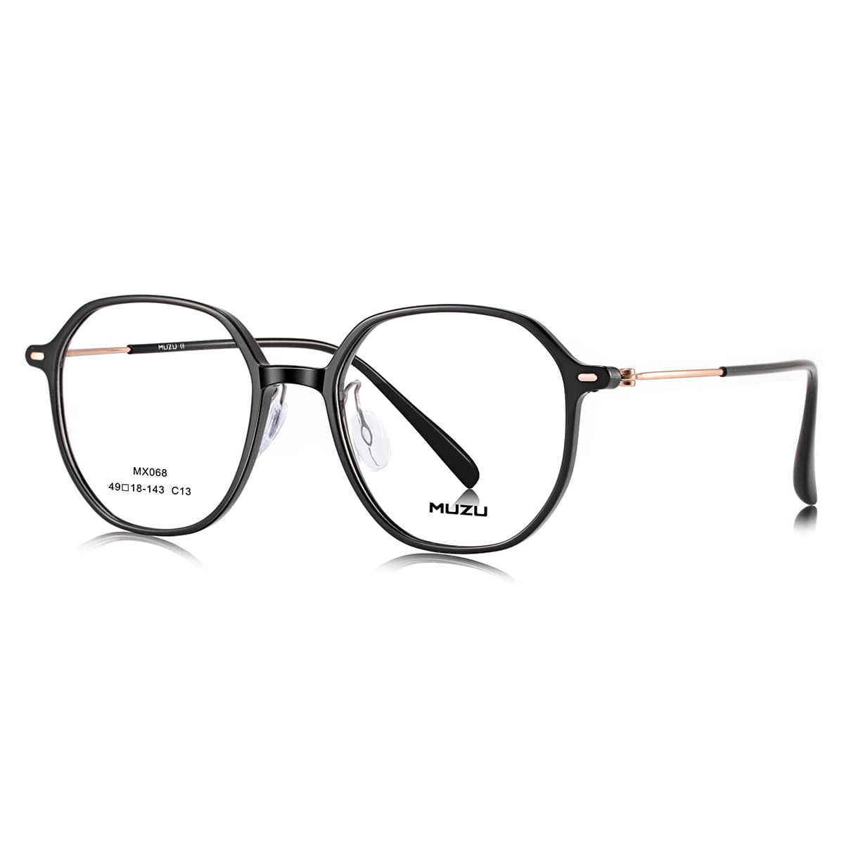 MUZU Plate Alloy Frame TR/Memory Plastic Square Eyeglass Frames