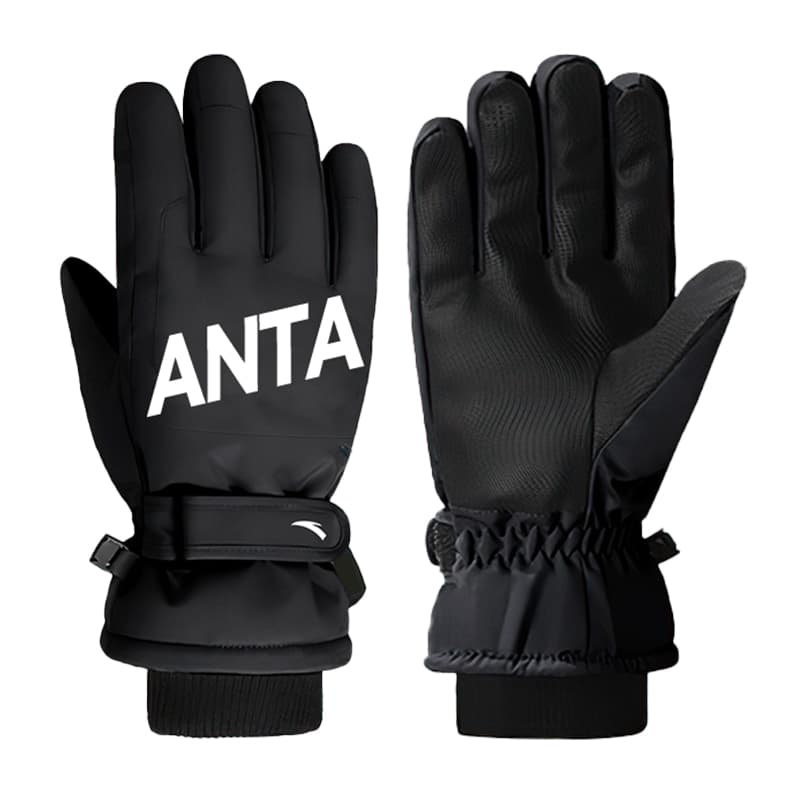 Anta Winter, Thermal Touchscreen Skiing Cycling Thickened Fleece Lined Polyester, Elastane Black