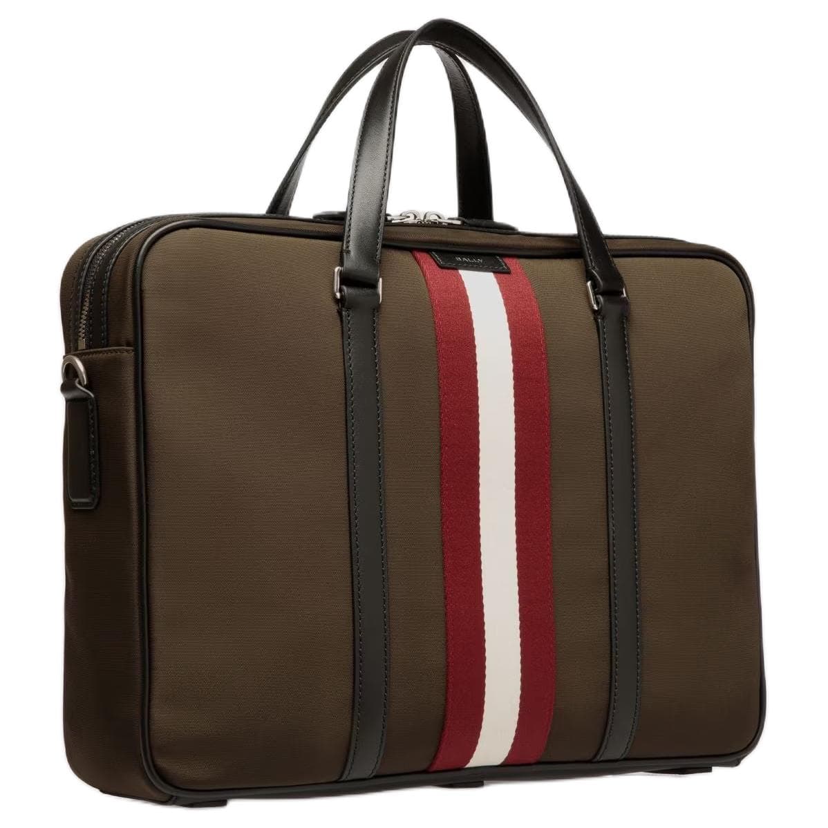BALLY Code Nylon Portable One Shoulder Crossbody Briefcase Green