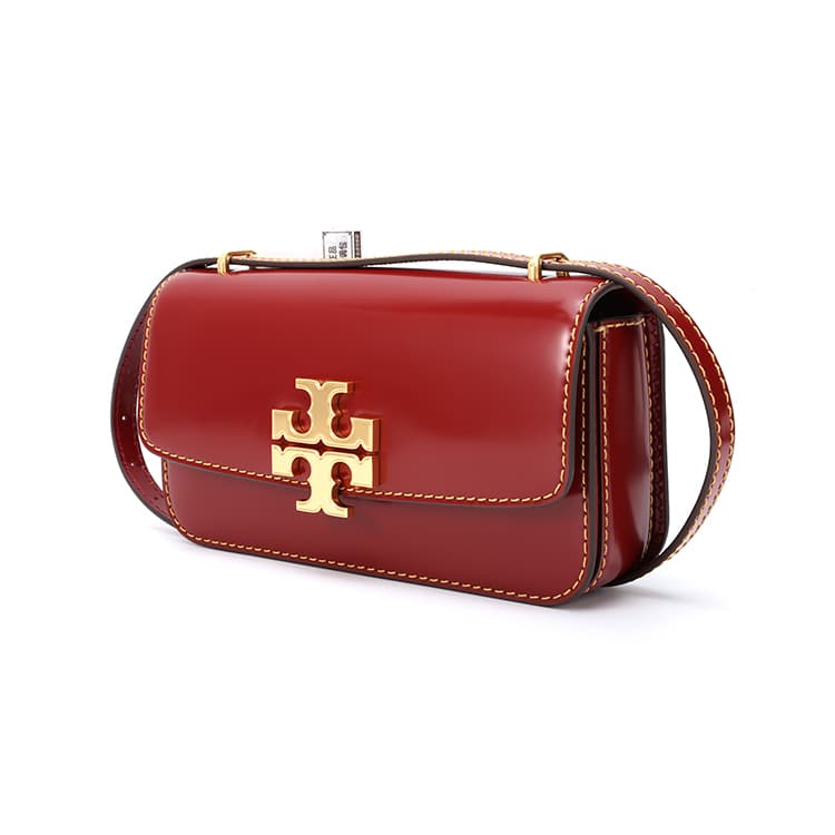 TORY BURCH Tory Burch Eleanor Cow Envelope Bag, Shoulder Bag Small Brick Red