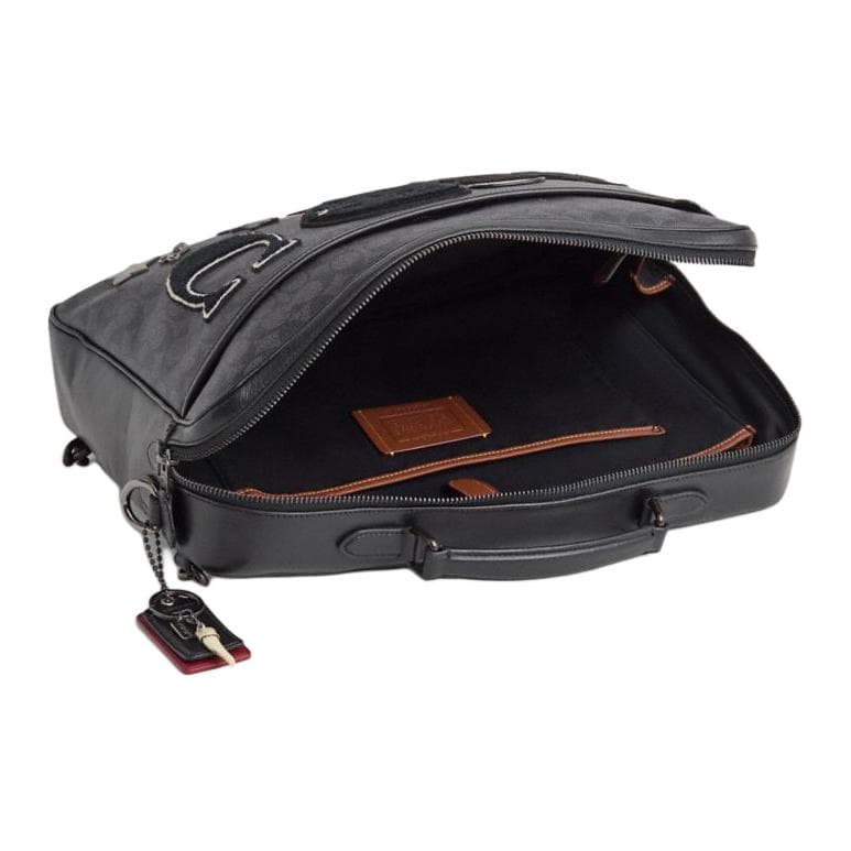 COACH Gotham Artificial Leather, Coated Canvas Portable Double Shoulder Laptop Bag Large Black