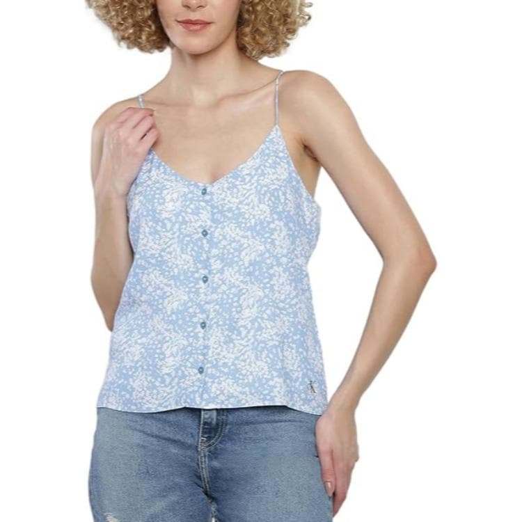Calvin Klein floralprint crepe blouse