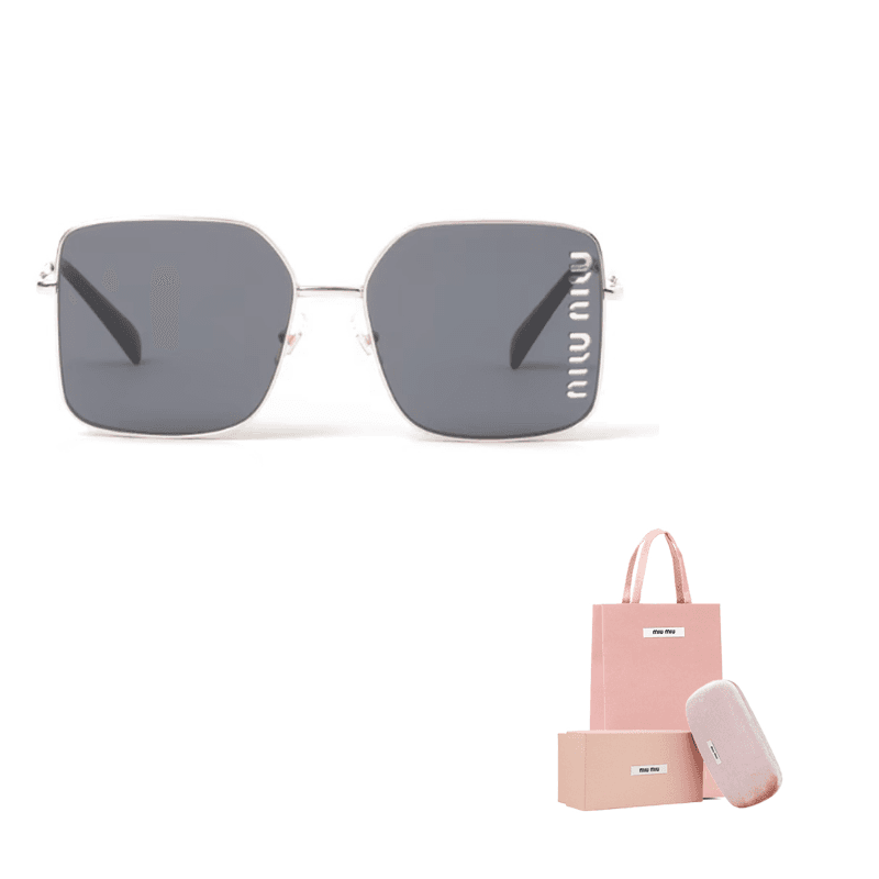 MIU MIU Metal Irregular Shape Sunglasses Silver Silver