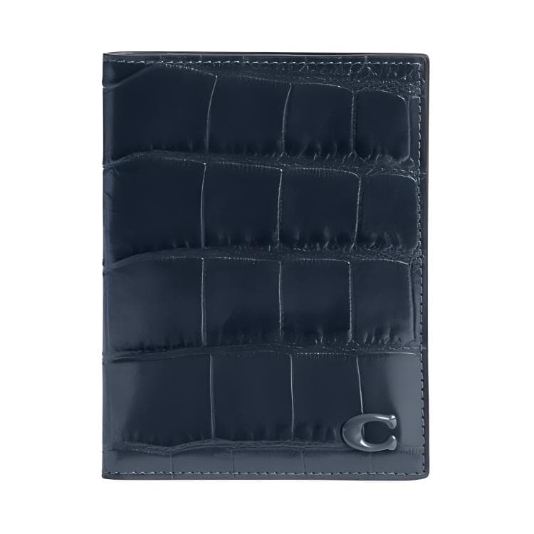 COACH Calfskin Passport Holder Mini Dark Marine Blue Dark Marine Blue