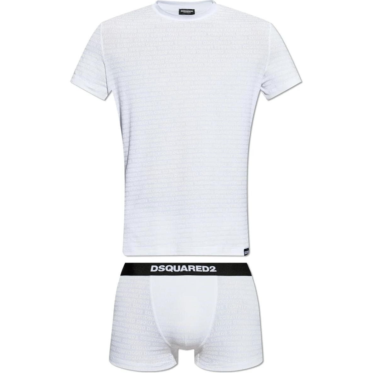 DSQUARED 2 Logo Patch T Shirt Boxers Set Set (White)