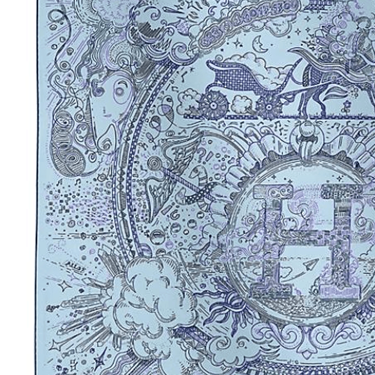HERMES Mulberry Silk Sky Blue/Ink Blue
