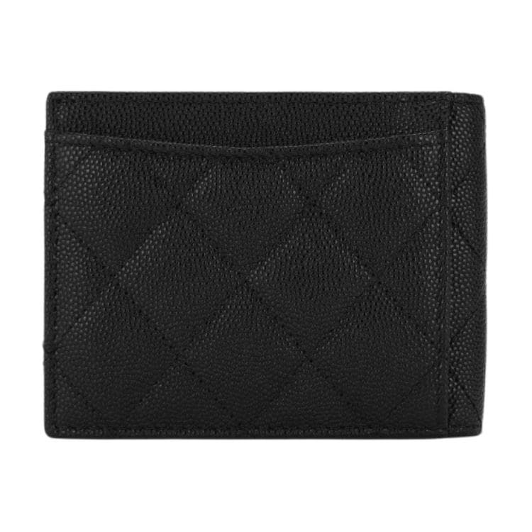 CHANEL Grain Caviar Cow Card Holder Black
