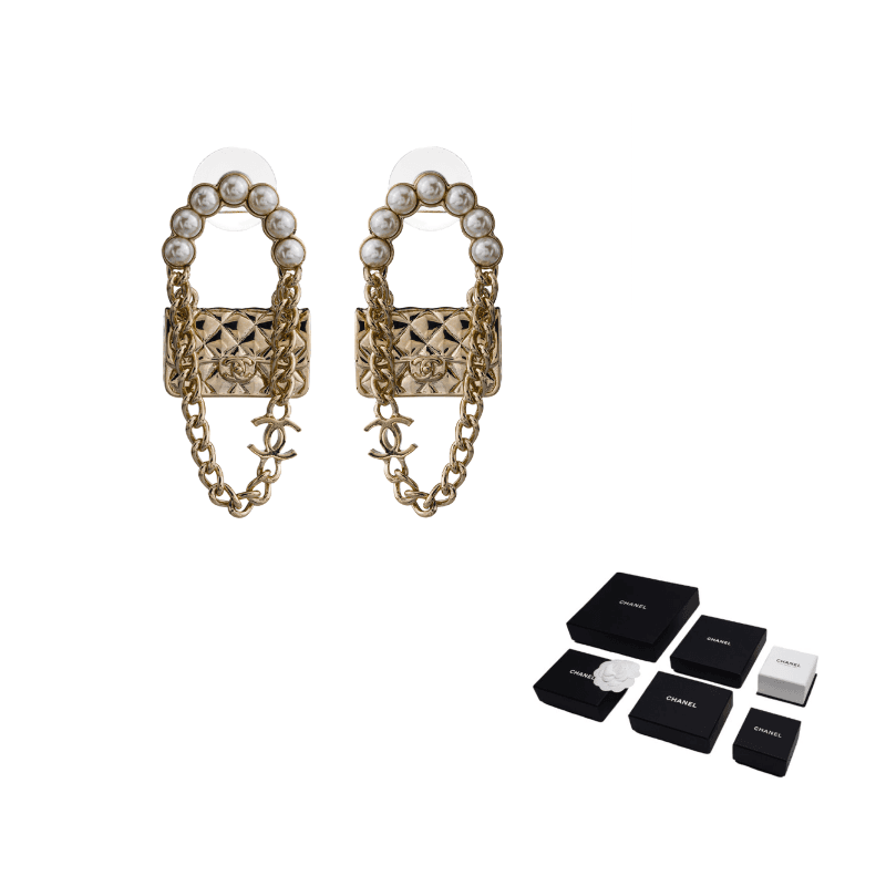 CHANEL Clip On Earrings White