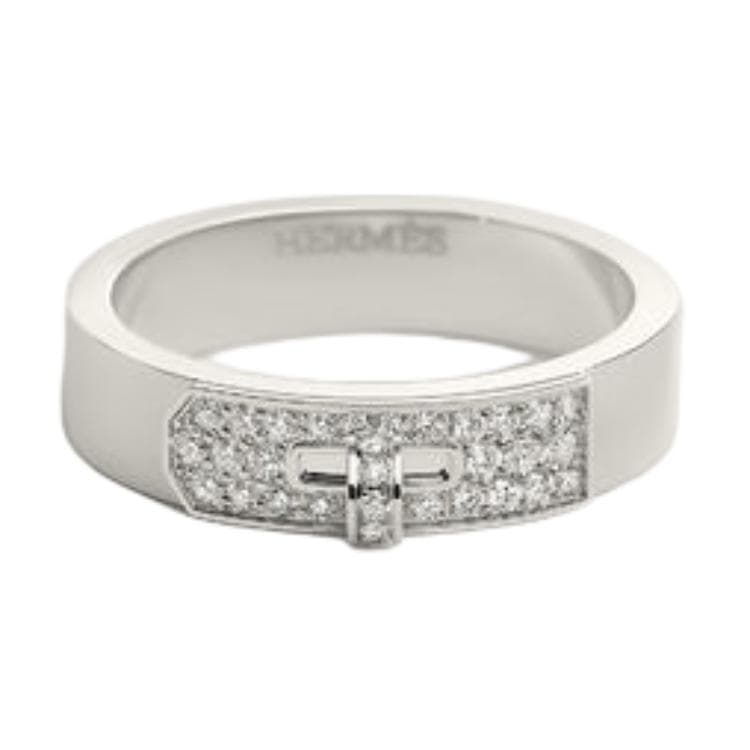 HERMES Original Design White Gold, Diamond Rings Silver