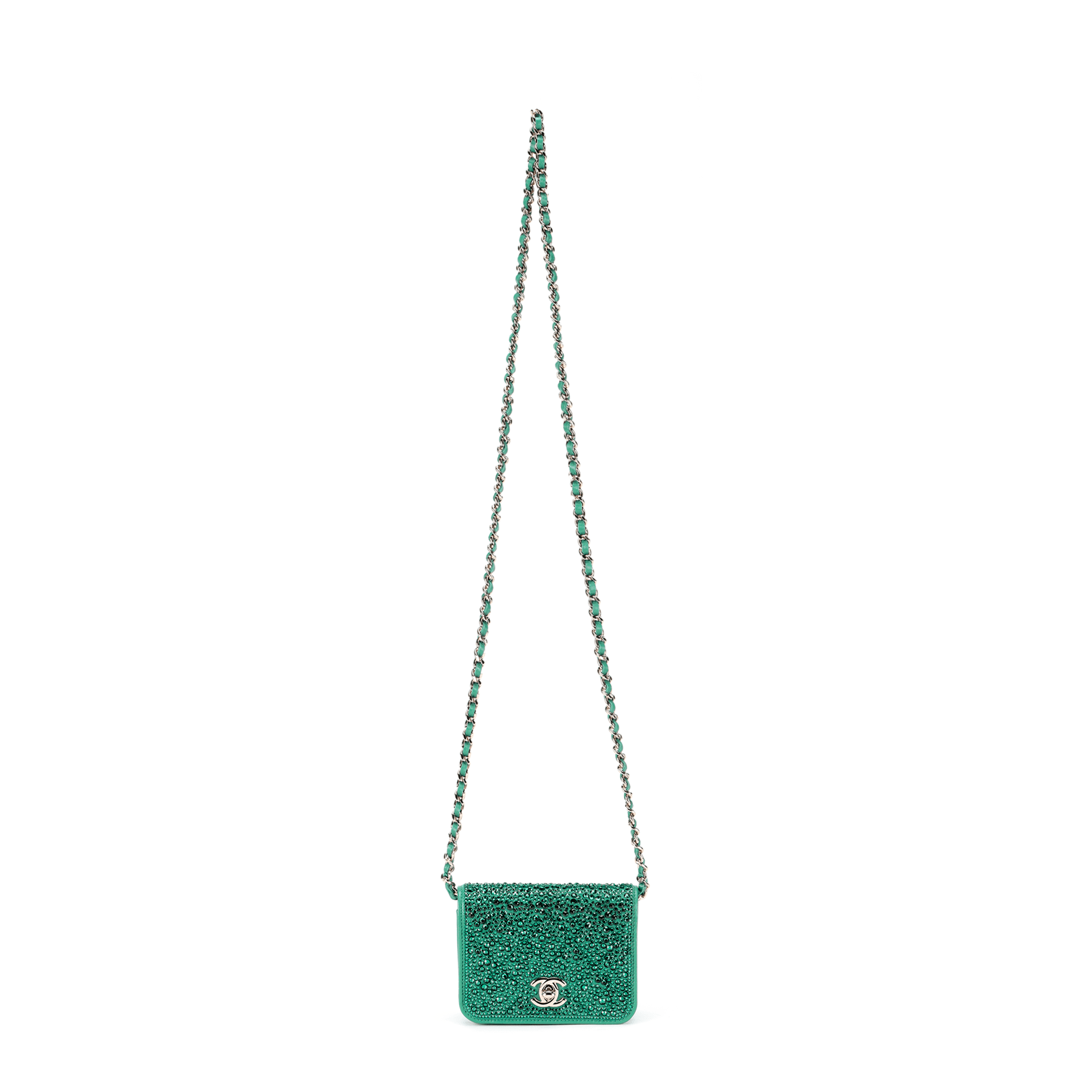 CHANEL 22A Early Autumn Sheepskin Material Gold Metal Crossbody Bag, Flap Bag Clutch Green Box(Basic Set+Box)