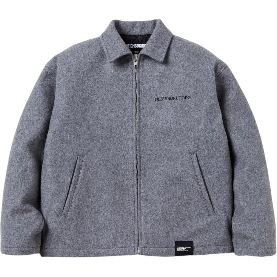 Neighborhood Melton logoemblem zipup shirt jacket Gray