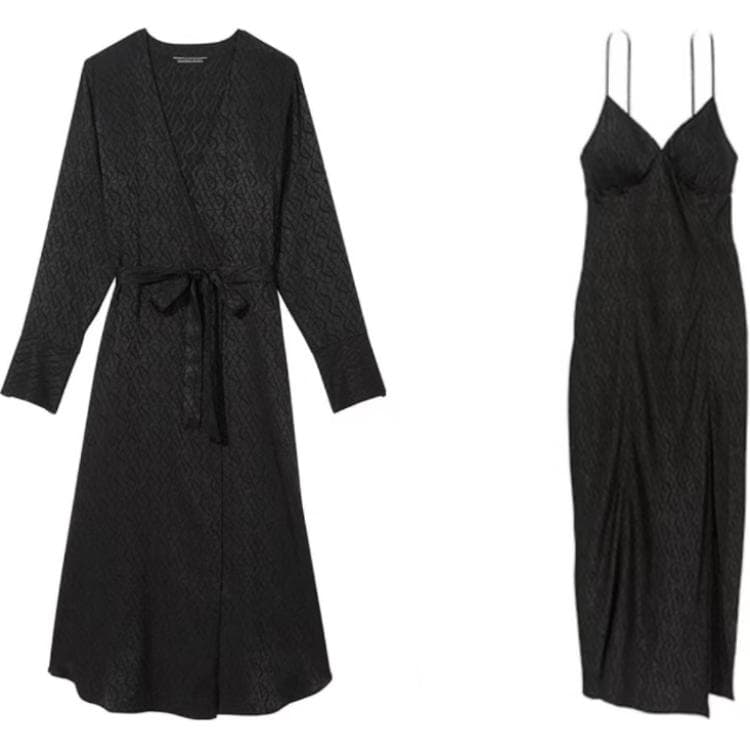 Victoria's Secret Pajama Set Black Set (Black)