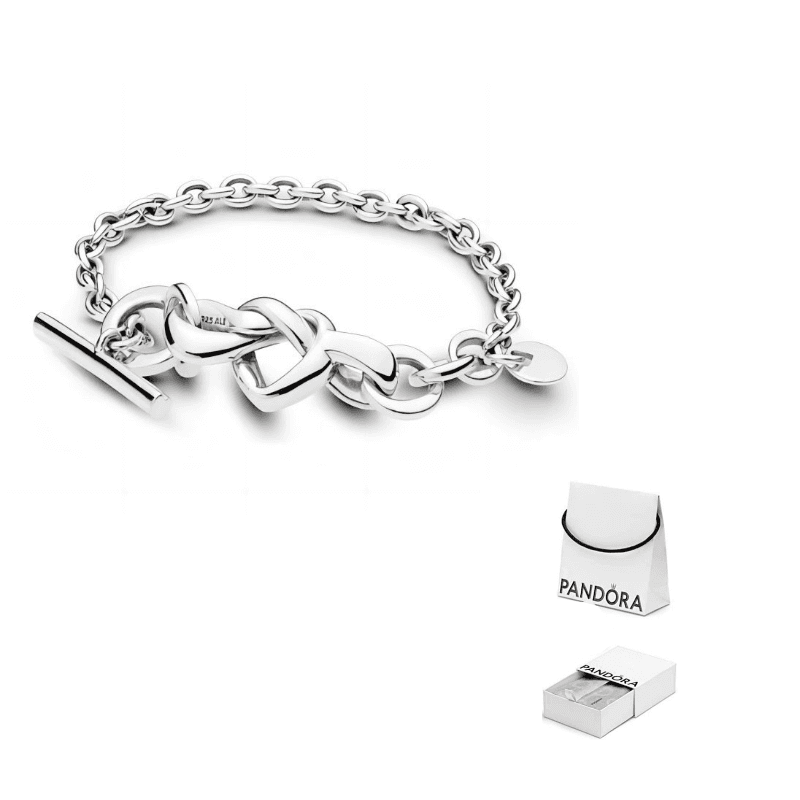 Pandora Knotted Hearts Silver Tbar Bracelet