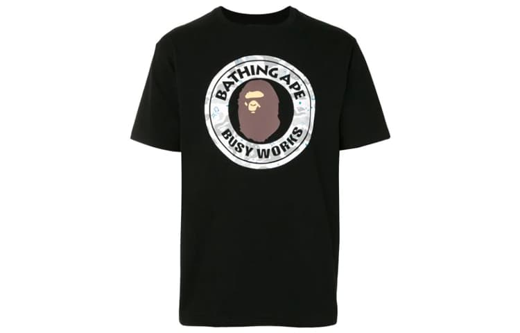 A BATHING APE Space Camo Busy Works Tee Black