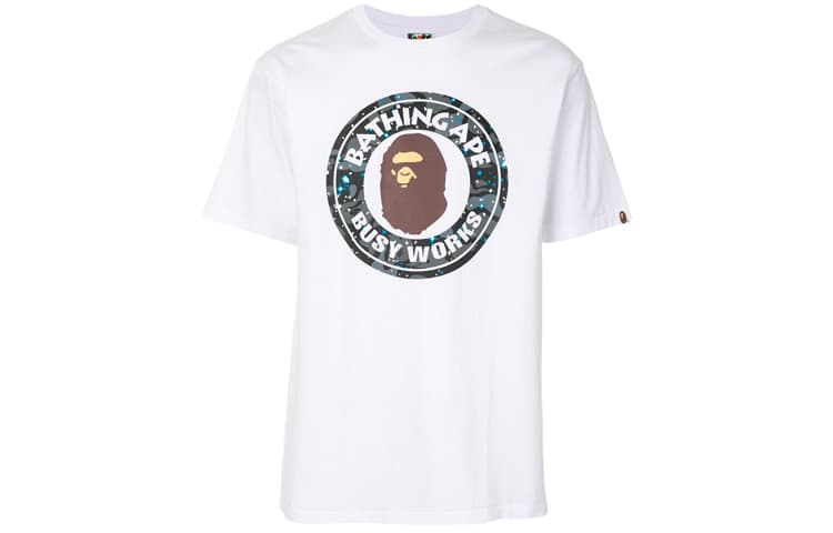 A BATHING APE Space Camo Busy Works Tee White