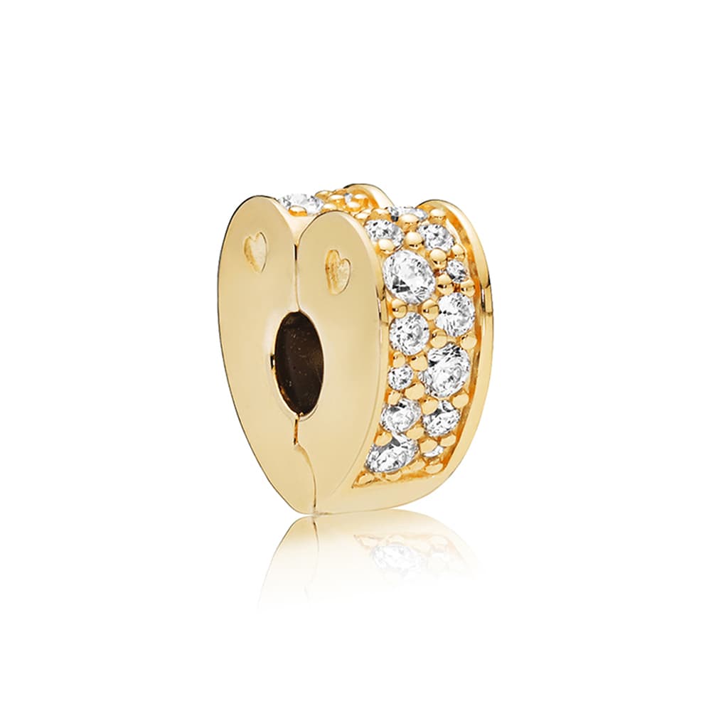 Pandora 925 Sterling Silver Accessories Gold, Sparkling Curve of Love