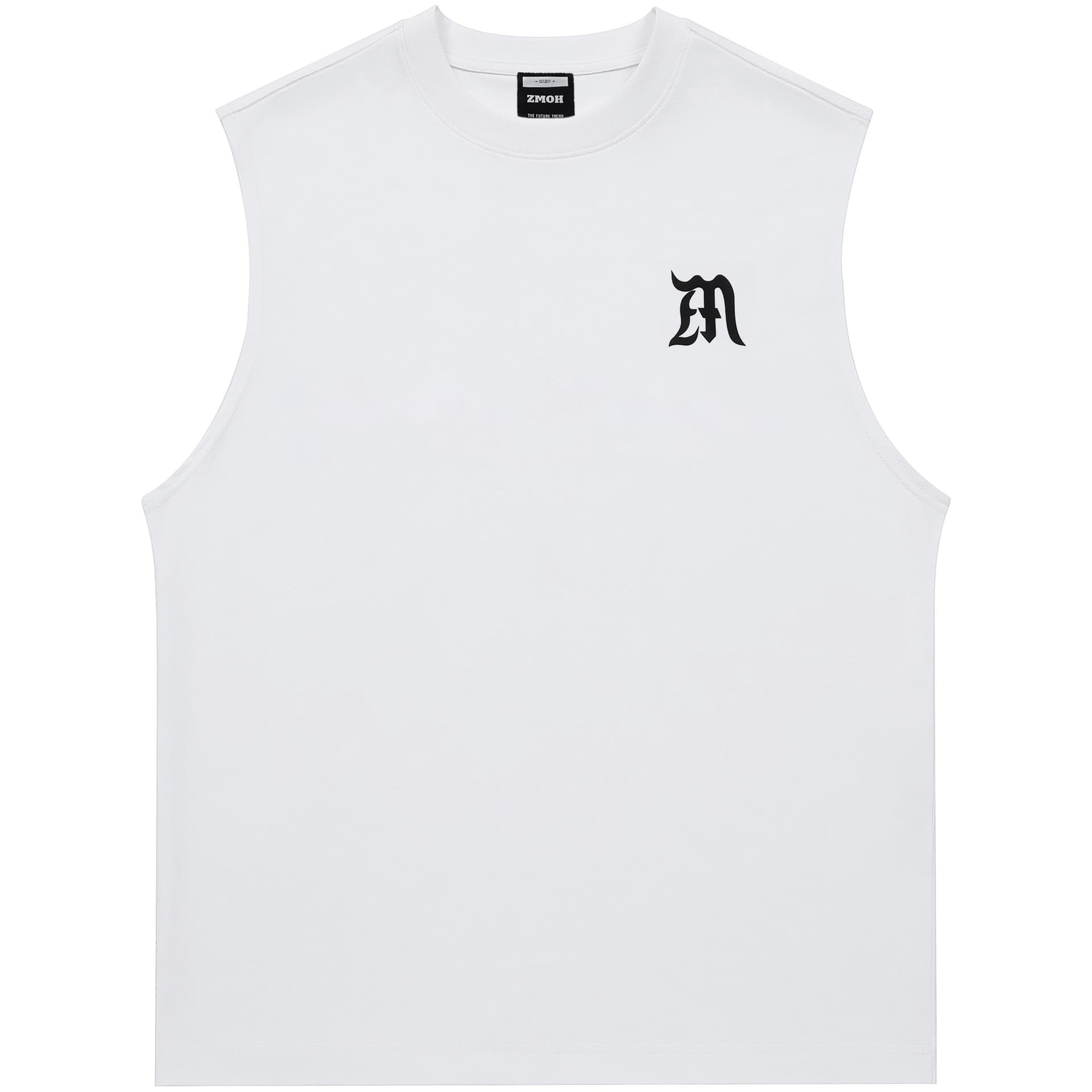ZMOH Tank Tops Crew Neck Moderate Straight Fit White