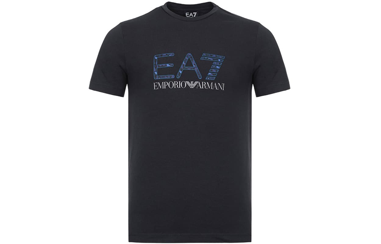 EMPORIO ARMANI T Shirts Night Blue Crew Neck Moderate Straight Fit Night Blue